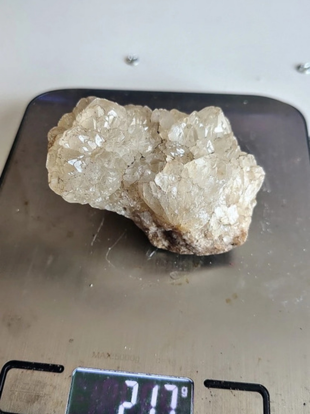 217-gram raw dogtooth calcite crystal cluster